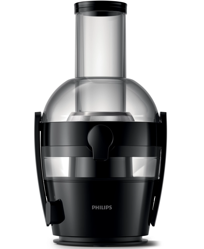 Соковитискач Philips Viva Collection відцентрований 800Вт, чаша-2л, жмих-1.2л, жолоб на ціле яблуко, пластик, чорний