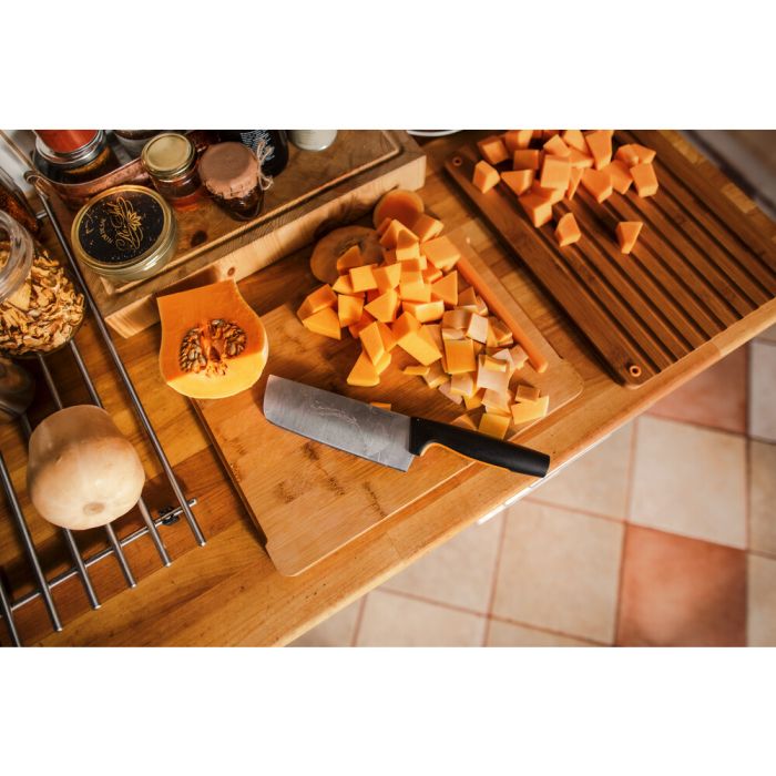 Кухонний ніж поварський Nakiri Fiskars Functional Form, 15.8см, нержавіюча сталь, пластик, чорний