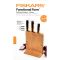 Набор ножей Fiskars Functional Form, бамбуковая подставка, 3шт, нержавеющая сталь, пластик, бамбук, черный