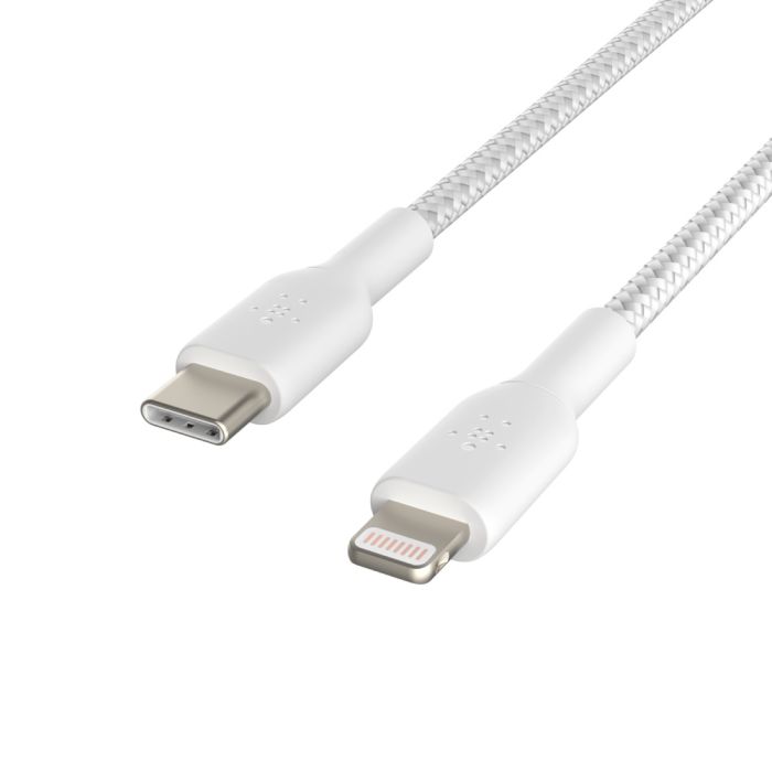 Кабель USB-C > Lightning заряджання/синхронізації Belkin 2м, 30Вт, Type-C, плетений, білий