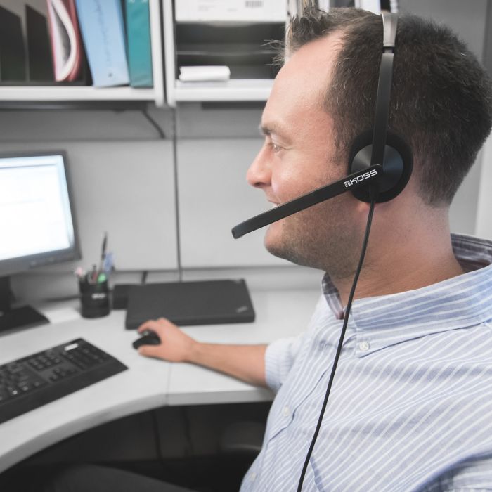 Гарнітура комп'ютерна стерео On-Ear Koss CS200, USB, Uni Mic, 2.4м, Чорний