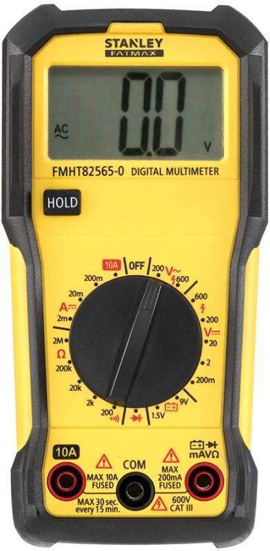 Мультиметр цифровой Stanley FatMax, 0-600В, широкий ЖК-дисплей.