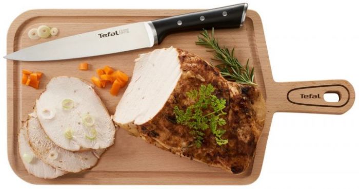 Кухонний ніж поварський Tefal Ice Force, 20см, нержавіюча сталь, пластик, чорний