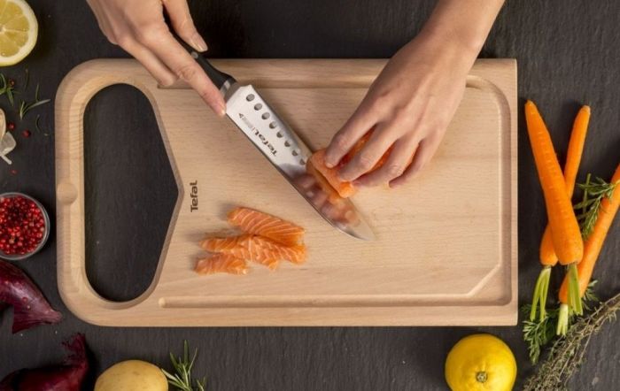 Кухонний ніж Сантоку Tefal Ice Force, 18см, нержавіюча сталь, пластик, чорний