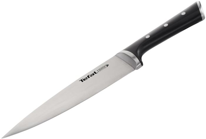 Кухонный нож поварской Tefal Ice Force, 20см, нержавеющая сталь, пластик, черный