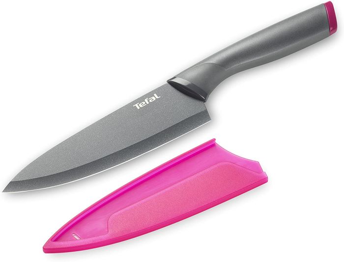 Кухонний ніж кухарський Tefal Fresh Kitchen, 15см, з чохлом, нержавіюча сталь, пластик, сірий