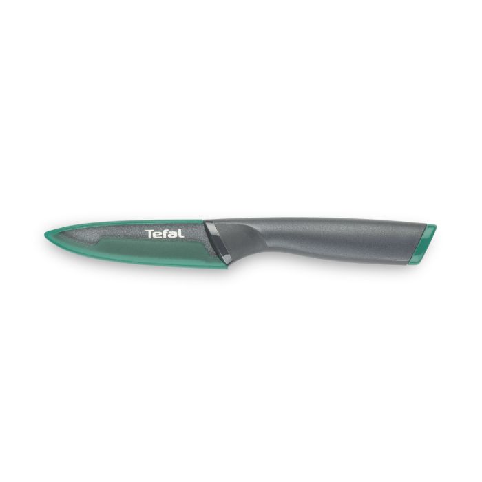 Кухонный нож для чистки овощей Tefal Fresh Kitchen, с чехлом 9см, нержавеющая сталь, черно-зеленый