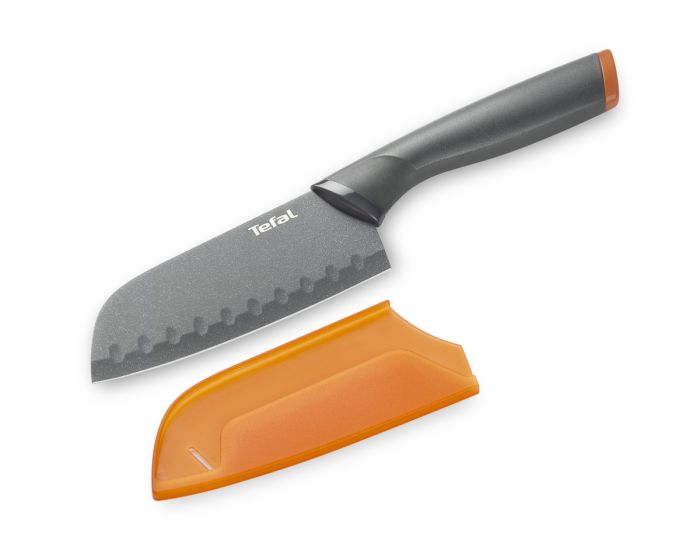 Кухонний ніж Сантоку Tefal Fresh Kitchen, 12см, з чохлом, нержавіюча сталь, пластик, сірий
