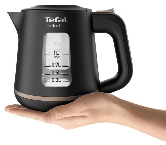 Электрочайник Tefal Includeo 1л, пластик, черный
