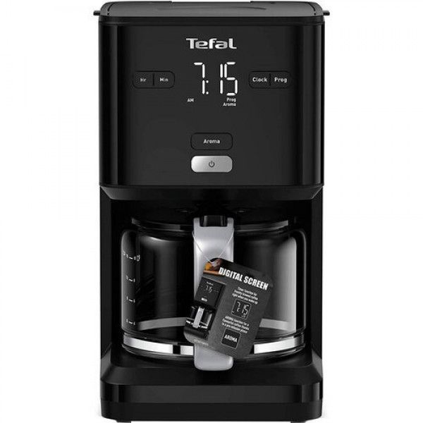 Кофеварка Tefal капельная Smart&light 1.25л, молотый, LED-дисплей, черный