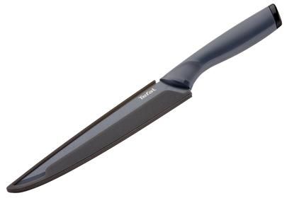 Кухонный нож поварской Tefal Fresh Kitchen, с чехлом, 20см, нержавеющая сталь, пластик, черный