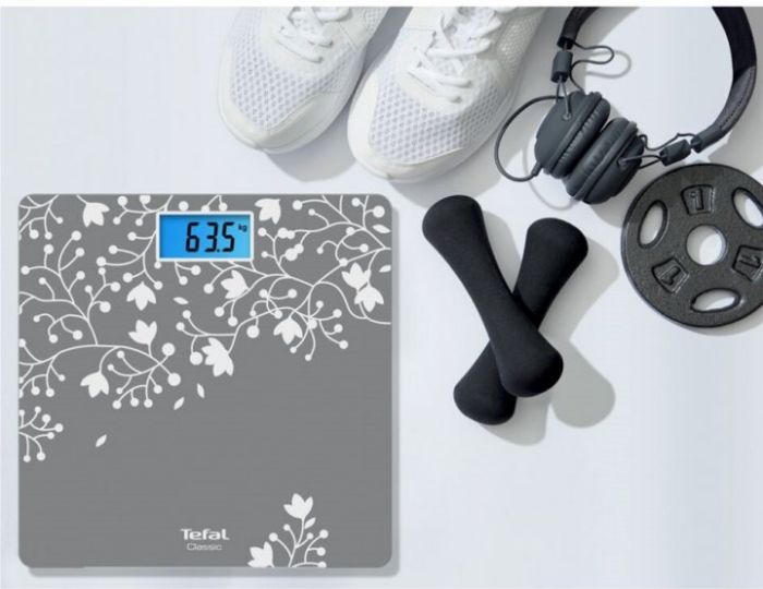 Ваги Tefal підлогові Classic Blossom, 160кг, AAAx2 немає у компл., скло, срібло