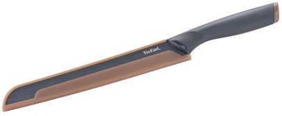 Кухонний ніж для хліба Tefal Fresh Kitchen, з чохлом, 20см, нержавіюча сталь, бакеліт, сірий