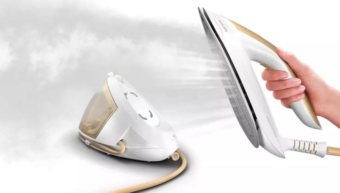 Праска-парогенератор Philips PerfectCare 8000 Series, 2700Вт, 1800мл, паровий удар -600гр, постійна пара - 170гр, нерж. сталь, біло-золотий