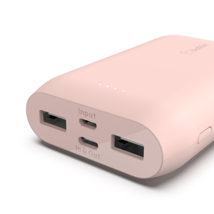 Портативное зарядное устройство Power Bank Belkin 10000mAh 15W Dual USB-A, USB-C Rose Gold