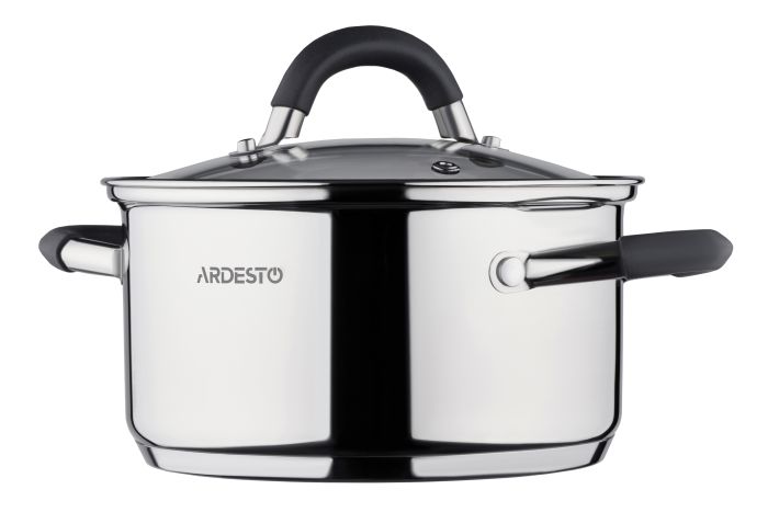 Кастрюля со стеклянной крышкой Ardesto Gemini Salerno,  1.2л, нержавеющая сталь, силикон