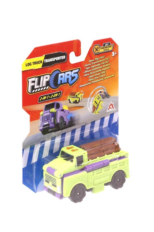 Машинка-трансформер Flip Cars 2 в 1 Строительный транспорт, Лесовоз и Транспортер