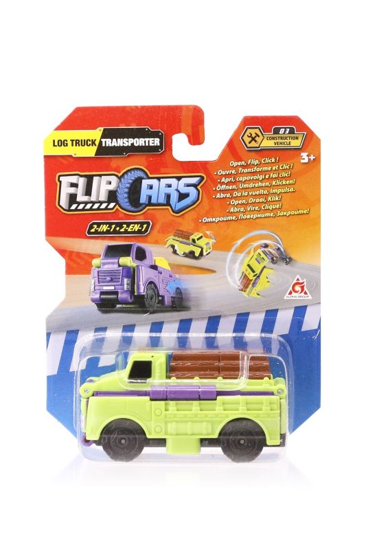 Машинка-трансформер Flip Cars 2в1 Будівельний транспорт, Лісовоз і Транспортер