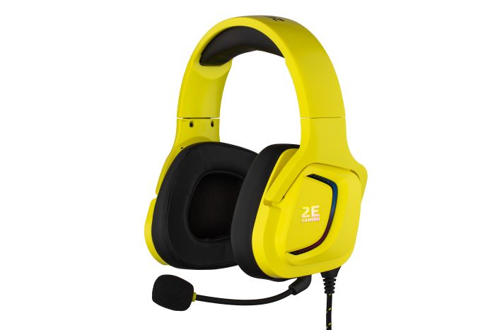 Гарнитура игровая 2E GAMING HG340, mini-jack/dual 3.5mm, RGB, 2м, жёлтый