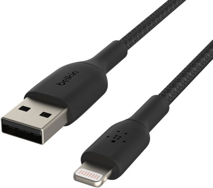 Кабель USB-A > Lightning зарядки/синхронизации Belkin 2м, витой, черный