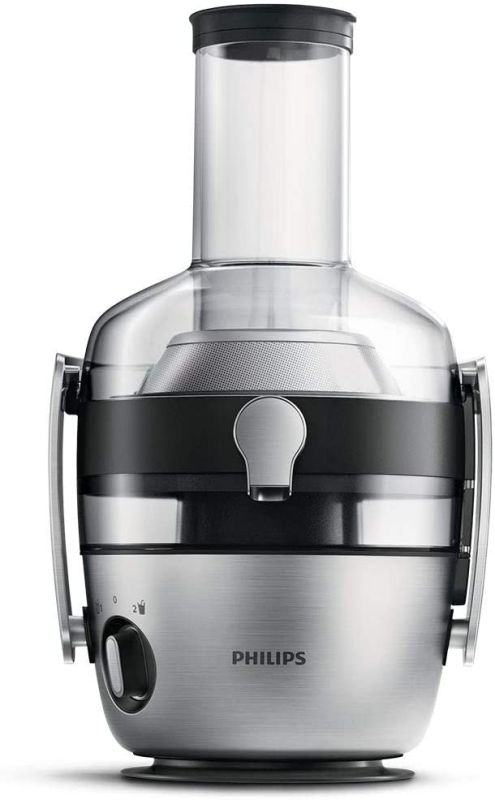 Соковыжималка Philips Avance Collection центробежная 1200Вт, чаша-1л, жмых-2.1л, желоб на целое яблоко, пластик/металл, серебристый
