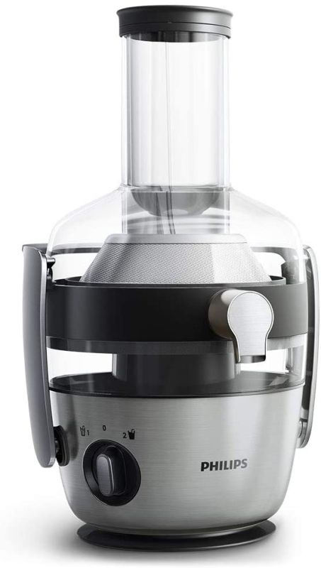 Соковыжималка Philips Avance Collection центробежная 1200Вт, чаша-1л, жмых-2.1л, желоб на целое яблоко, пластик/металл, серебристый