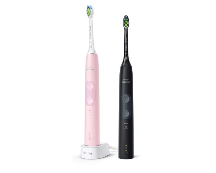 Щітка зубна електр. Philips, Sonicare ProtectiveClean 4500, набір , 62т. колив/хв, насадок-1, 2 шт в наборі, рожевий, чорний