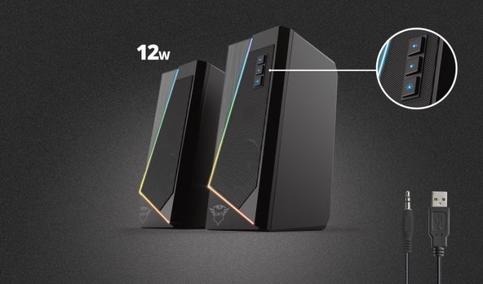Акустическая система Trust GXT 609 Zoxa 2.0, USB/AUX, RGB, Черный