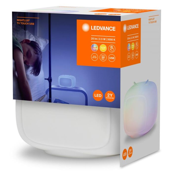 Cвітильник нічник з акумулятором LEDVANCE NIGHTLUX TOUCH Retro TV 2.5Вт 3000К  20Лм 1200мА•год RGBW USB-A > microUSB білий