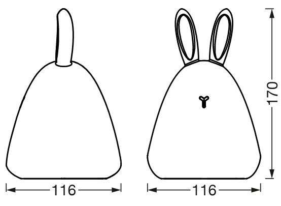 Cвітильник нічник з акумулятором LEDVANCE NIGHTLUX TOUCH Rabbit 2.5Вт 100Лм 1200мА•год RGBW USB-A > microUSB білий