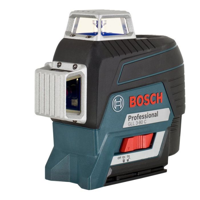 Нівелір лазерний акумуляторний Bosch Professional GLL 3-80 C, 12В, акб 2А·год, до 24м/120м, ±0,2мм/м, +LR7 +BM1, L-Boxx, IP 54
