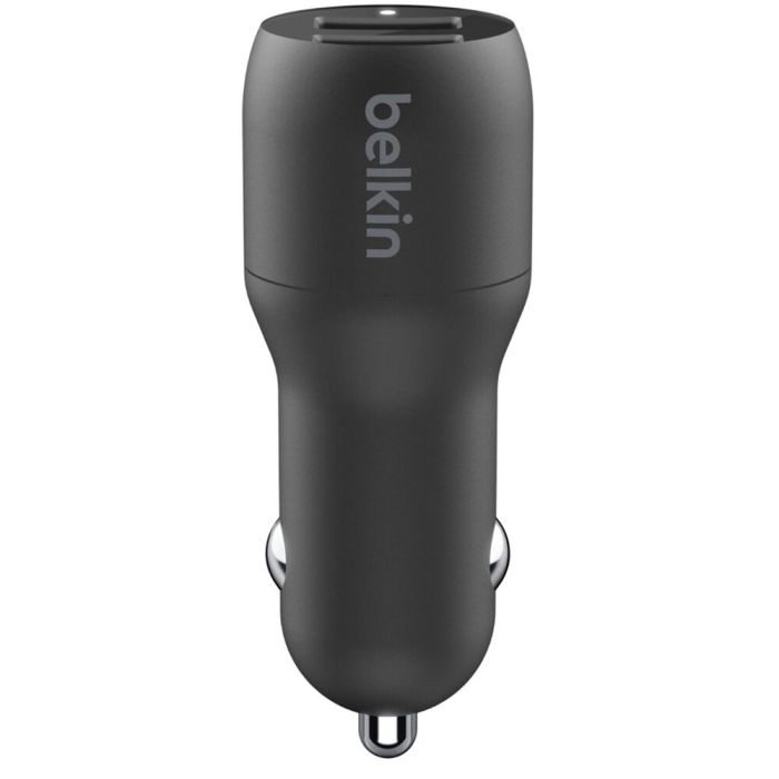 Зарядное устройство автомобильное Belkin 24Вт 2хUSB-A, кабель USB-A > USB-C 1м, черный