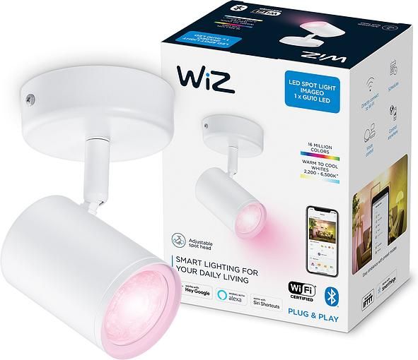 Светильник точечный накладной умный WiZ IMAGEO Spots, 1х5W 2200-6500K RGB белый