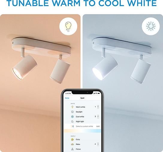 Светильник точечный накладной умный WiZ IMAGEO Spots, 2х5W, 2200-6500K, RGB, Wi-Fi, белый