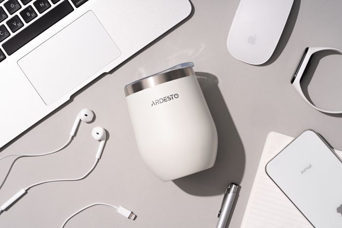 Термочашка Ardesto Compact Mug, 350мл, нержавеющая сталь, белый
