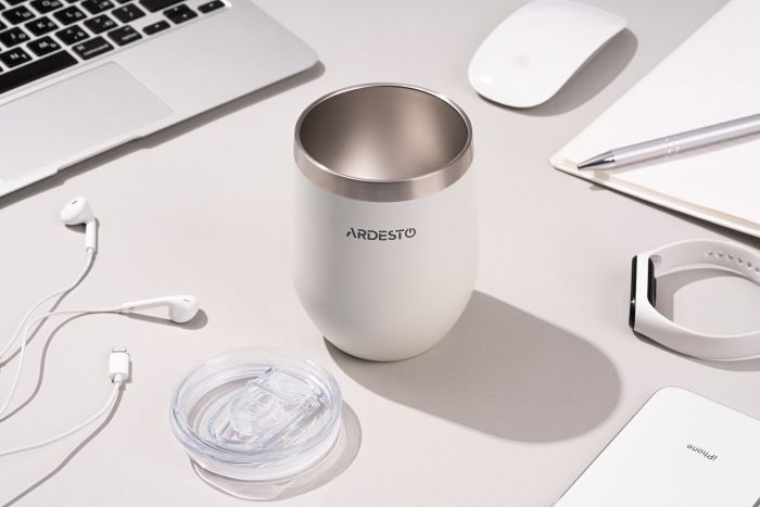 Термочашка Ardesto Compact Mug, 350мл, нержавеющая сталь, белый