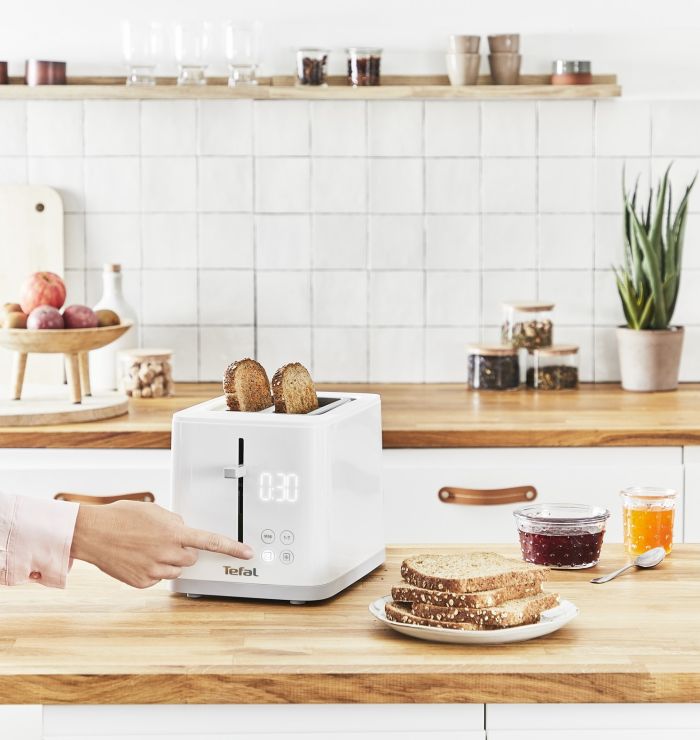 Тостер Tefal Sense 850Вт, LED дисплей, пластик, белый