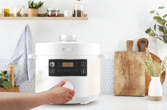 Мультиварка-скороварка Tefal Turbo Cuisine , 1000Вт, чаша-4.8л, механическое управл., пластик, белый