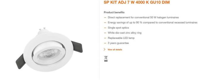 Світильник точковий LEDVANCE Spot LED  8.3Вт 575Лм 4000K димується білий