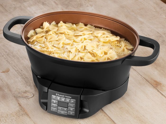 Мультиварка Russell Hobbs GoodToGo, 1000Вт, чаша-6.5л, електронне керув., знімна кришка, кераміка, чорний