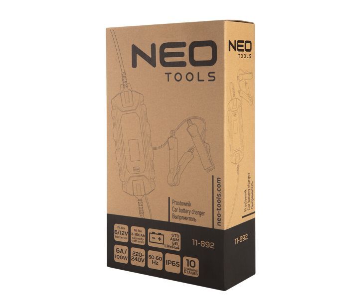 Зарядний пристрій Neo Tools, 6А/100Вт, 3-150А·год, для STD/AGM/GEL/LiFePO4