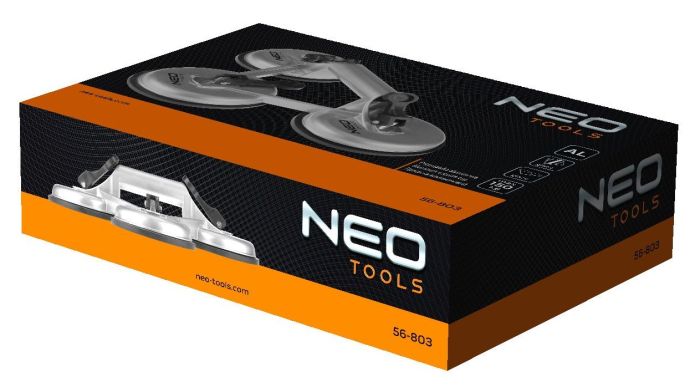 Присоска вакуумная Neo Tools, тройная, алюминиевый корпус, диаметр 120мм, 150кг