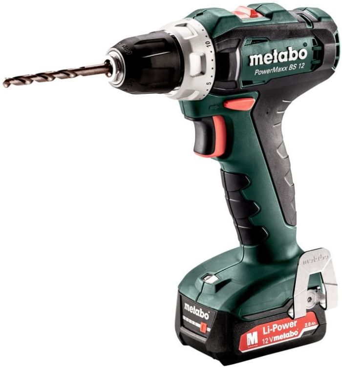 Шуруповерт-дрель аккумуляторный MetaboPowerMaxx SB 12 Set, 12В 2x2Ач, 17/40Нм, 0-360/0-1400об/мин, 1.1кг