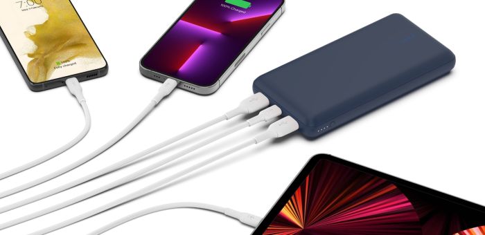 Акумулятор портативний літій-іонний Power Bank Belkin 20000мА·год, 15Вт, 2хUSB-A/USB-C, блакитний