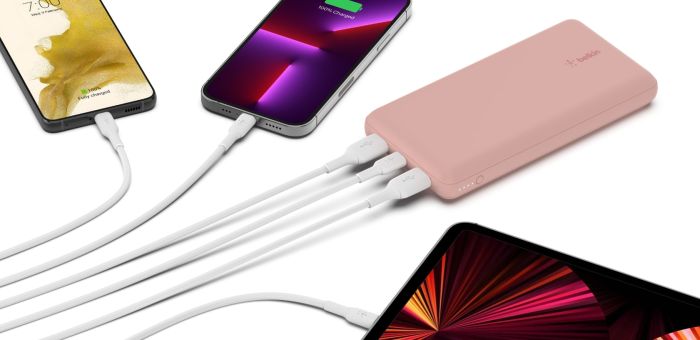 Портативное зарядное устройство Power Bank Belkin 20000mAh 15W Dual USB-A, USB-C Rose Gold