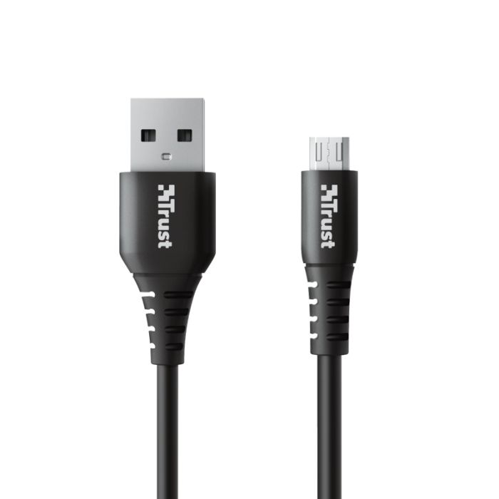 Кабель зарядки/синхронизации Trust NDURA, USB-A > microUSB, силикновый, 1м, Черный