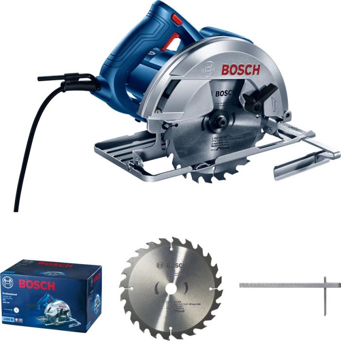 Пила дисковая Bosch GKS 140, 1400Вт, 184мм, 20мм, + пильный диск Eco for wood, 3.7кг
