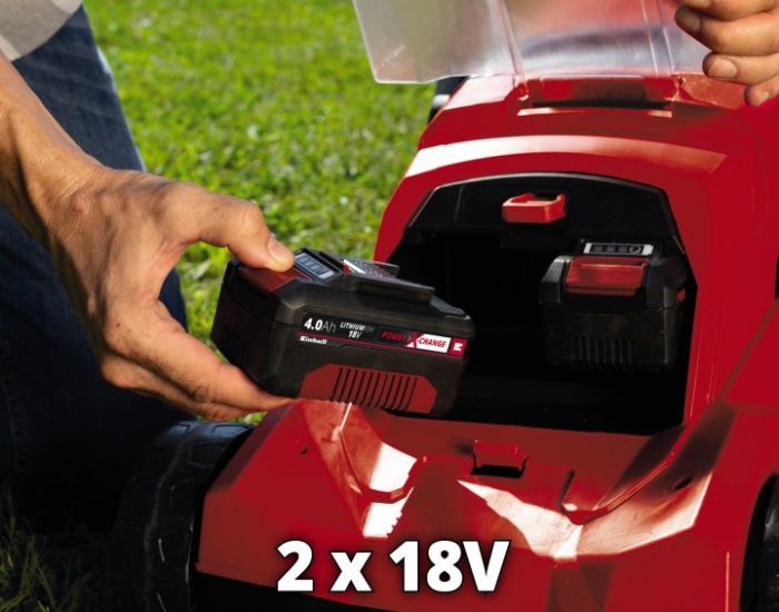 Газонокосарка акумуляторна Einhell PXC GE-CM 36/37 Li 36В(18+18) 37см 45л 25-75мм 14.3кг без АКБ та ЗП