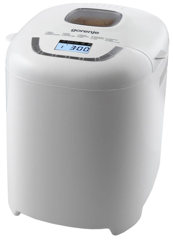Хлібопічка Gorenje 550Вт, програм-15, макс.вага -0.9кг, форма прямокутник, пластик, білий