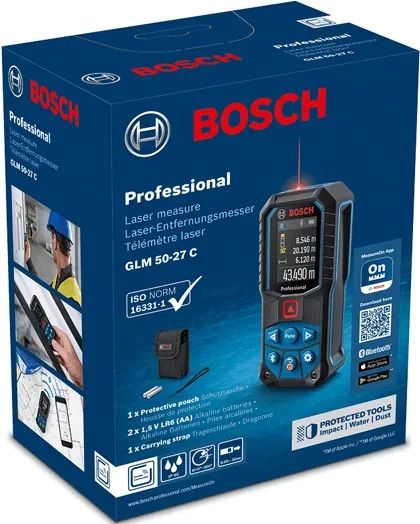 Дальномер лазерный Bosch GLM 50-27 C, 0.05-50м, ±1.5мм, IP65, 0.2кг